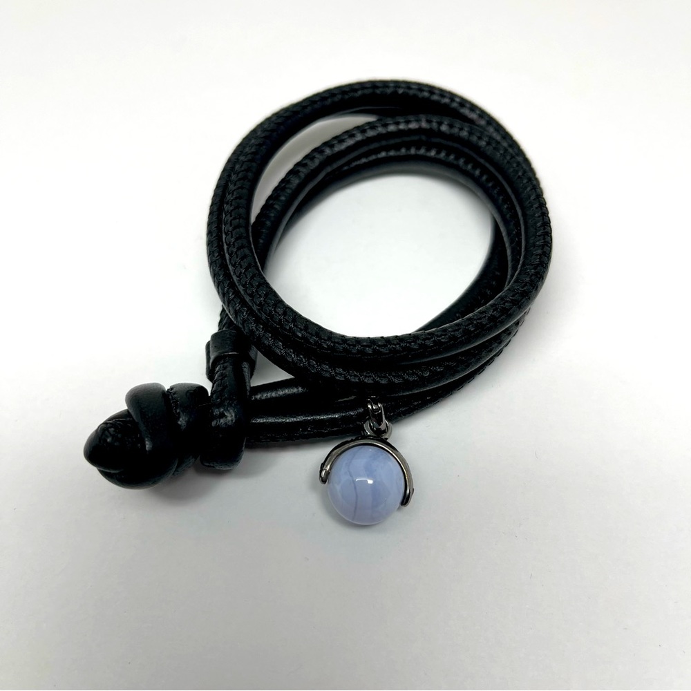 Soft Italian Leather necklace or double wrap bracelet with removable charm